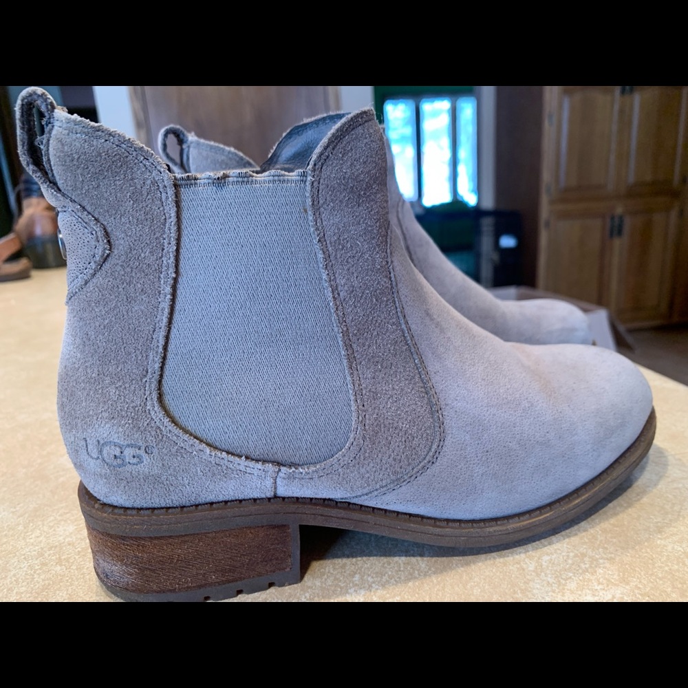 Gray UGG suede chelsea booties